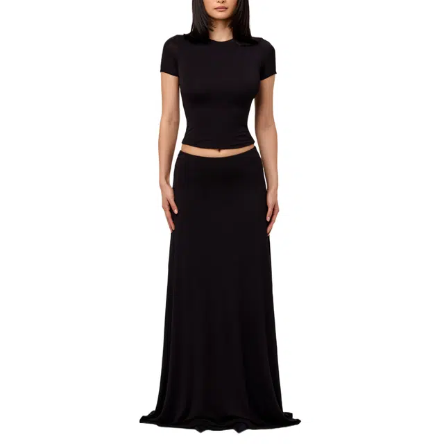 NAKED WARDROBE Modal Scoop Waist Maxi Skirt