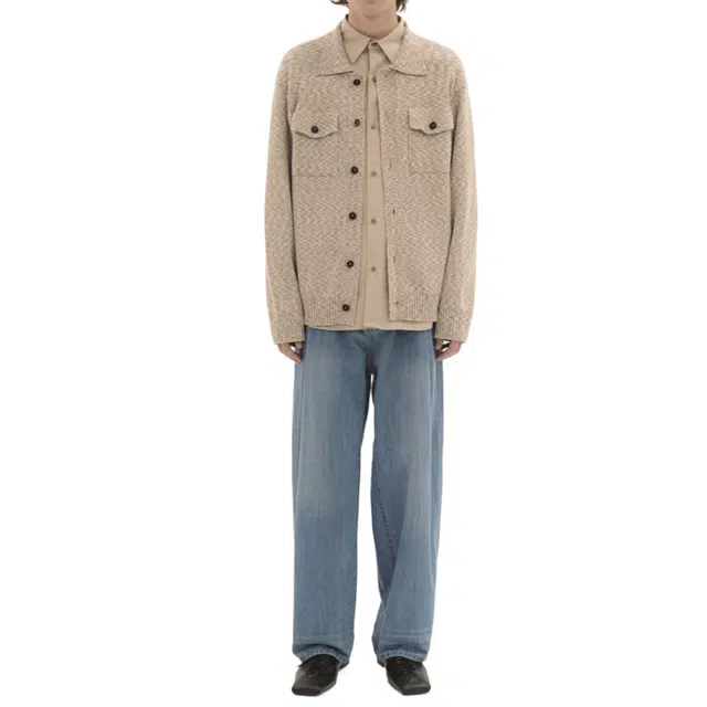 BESLOW OVERSIZED KNITTED JACKET OATMEAL