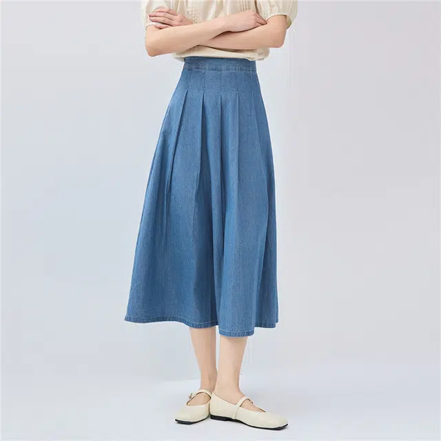 佐丹奴 简约纯色合身舒适牛仔长裙 女款