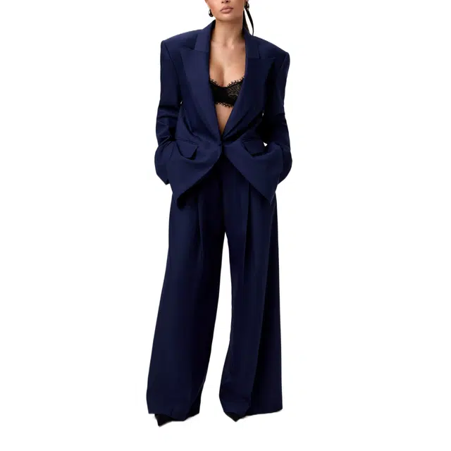 NAKED WARDROBE Pleated Suited Wide Leg Pants