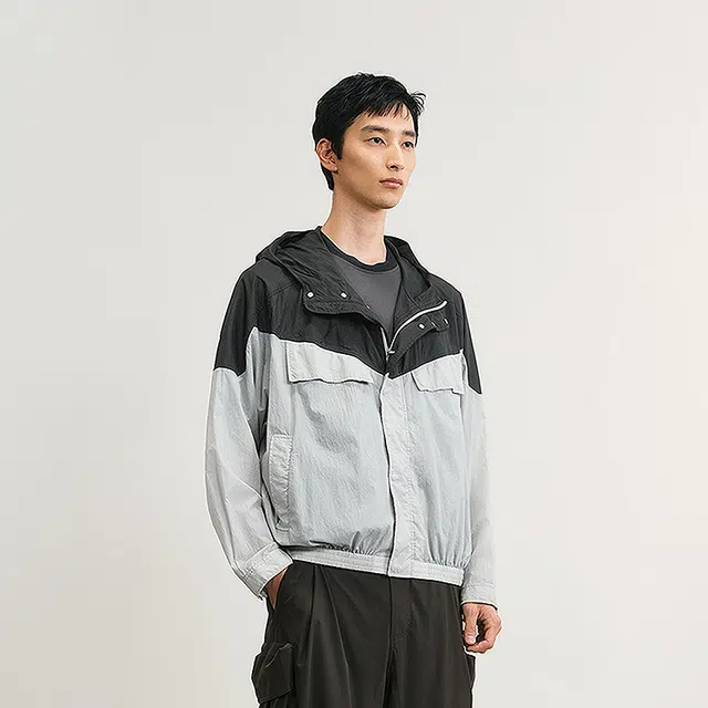 速写 宽松轻薄长袖连帽夹克外套 男款