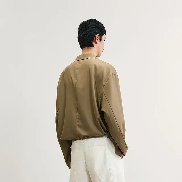 速写 纯色简约优雅宽松长袖衬衫 男款