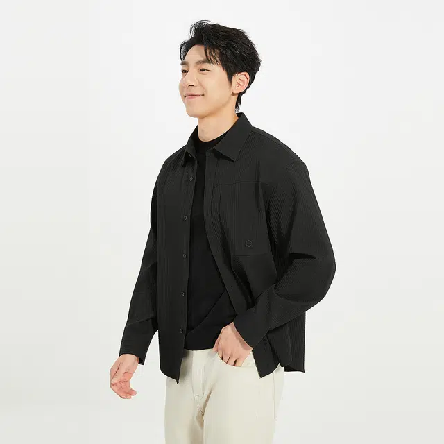 利郎 都市休闲提花肌理宽松时尚通勤秋季衬衫 男款