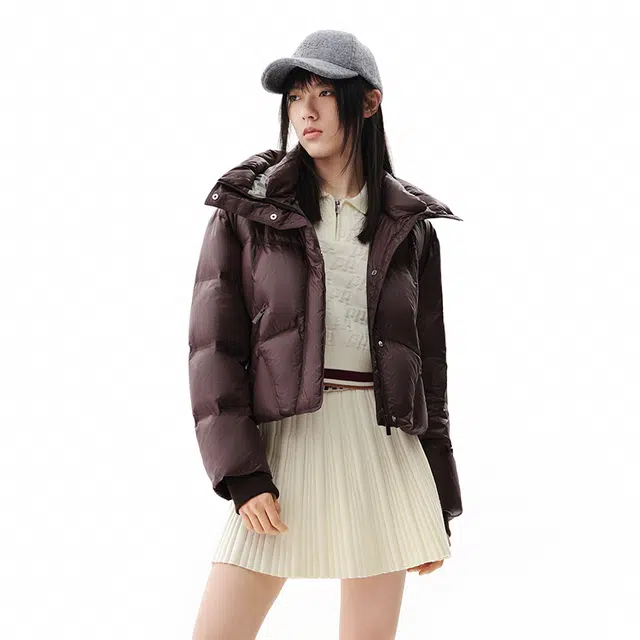 太平鸟 通勤舒适泡芙百搭质感羽绒服 女款 咖色