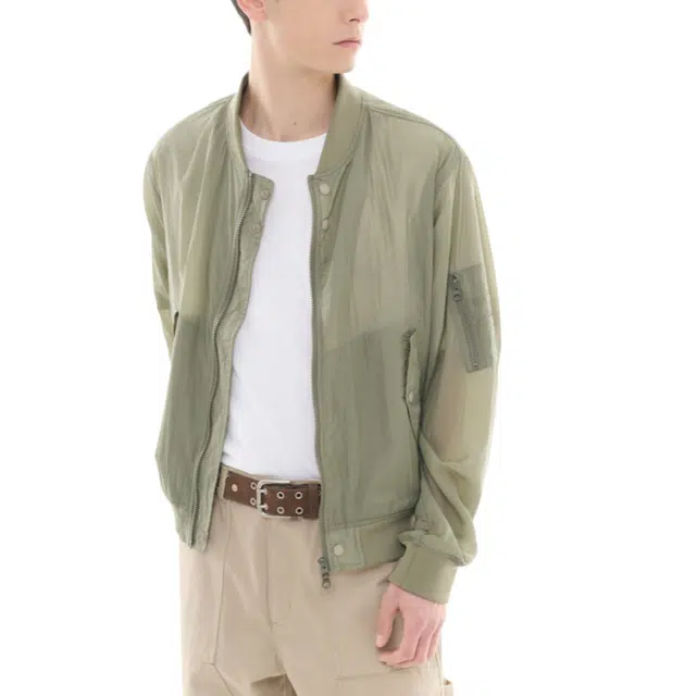 BESLOW SHEER NYLON FLIGHT JACKET KHAKI