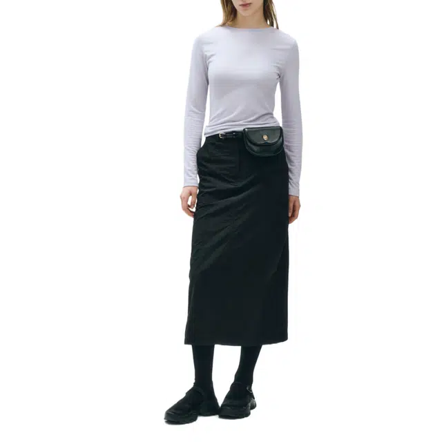MARITHE FRANCOIS GIRBAUD SS25 W NYLON MIDI SKIRT