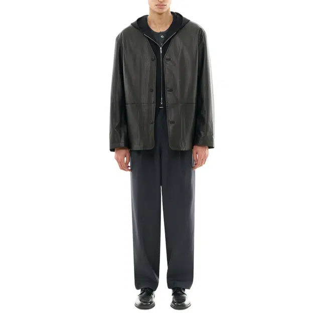 BESLOW COLLARLESS JACKET LEATHER