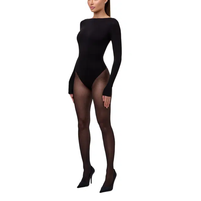 NAKED WARDROBE Boatneck Open Back Bodysuit Smooth