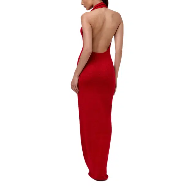 NAKED WARDROBE Boucl Knit Halter Maxi Dress Knits