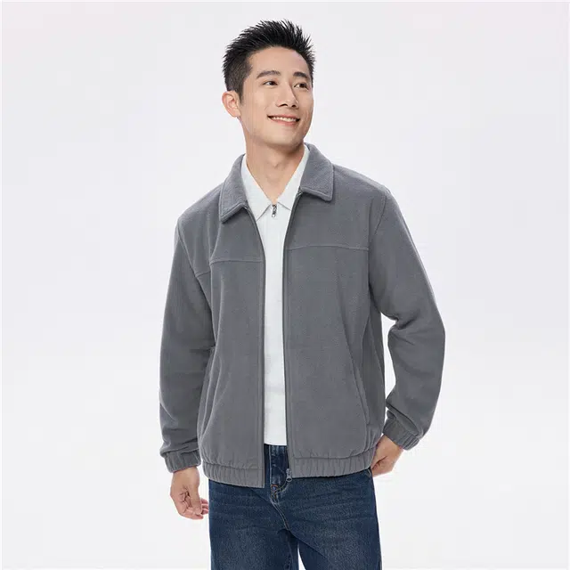 佐丹奴 摇粒绒破骨翻领针织夹克外套 男款