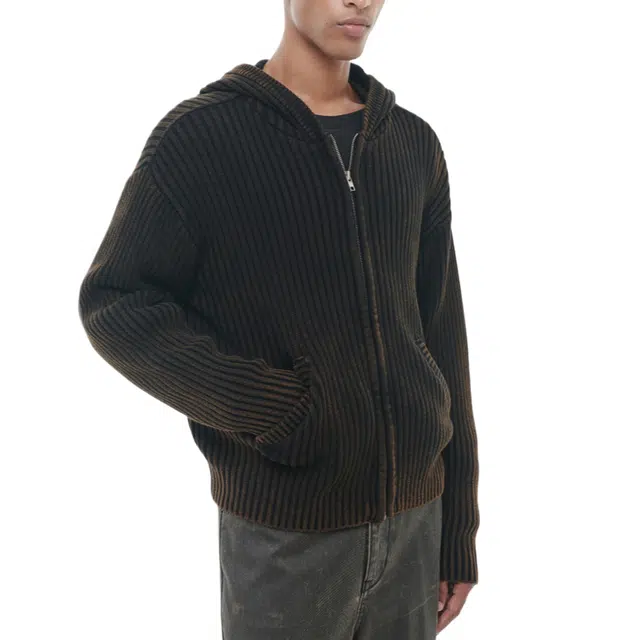 BESLOW OVERSIZED HOOD KNIT ZIP UP