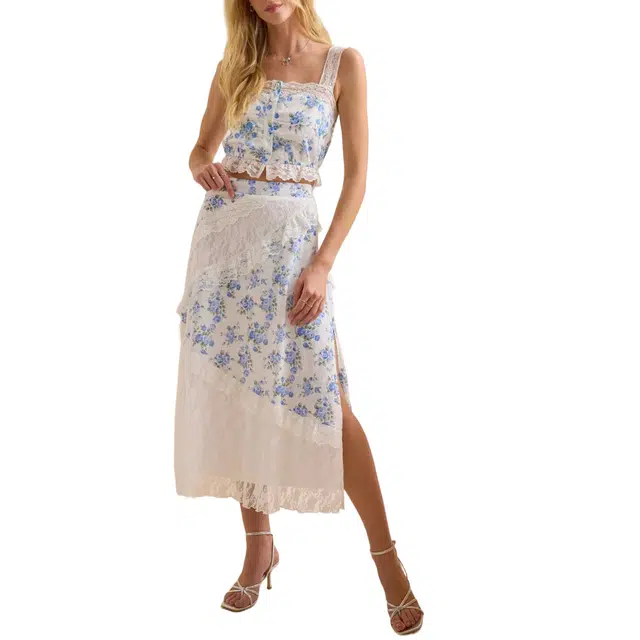 ALTAR'D STATE Lace Midi Skirt Kaicy