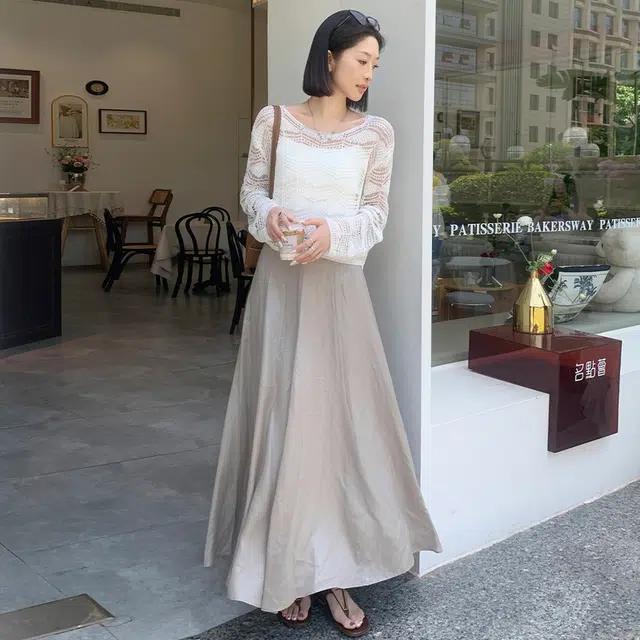 美洋 百搭纯色圆领套头长袖针织衫 女款 白色