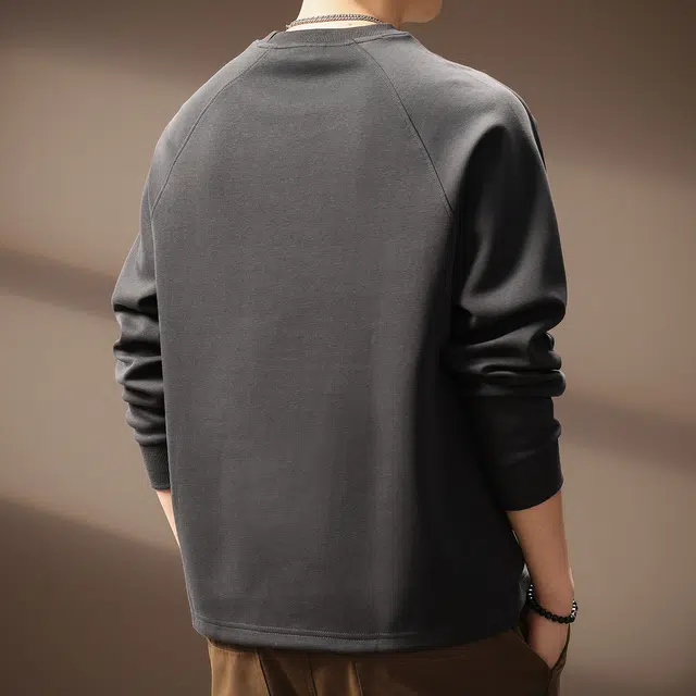 贵色 秋季 美式高端复古拼接褶皱设计感百搭上衣卫衣 宽松 男女同款