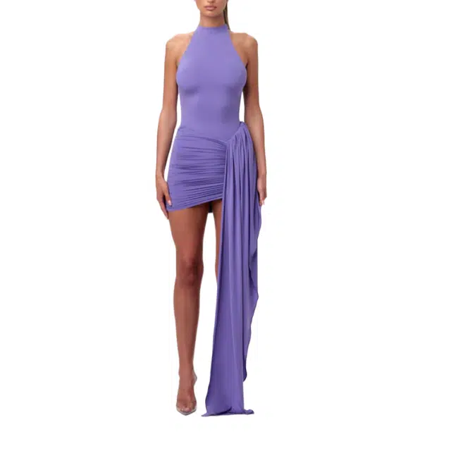 NAKED WARDROBE Ruched Drape Mini Skirt Naked