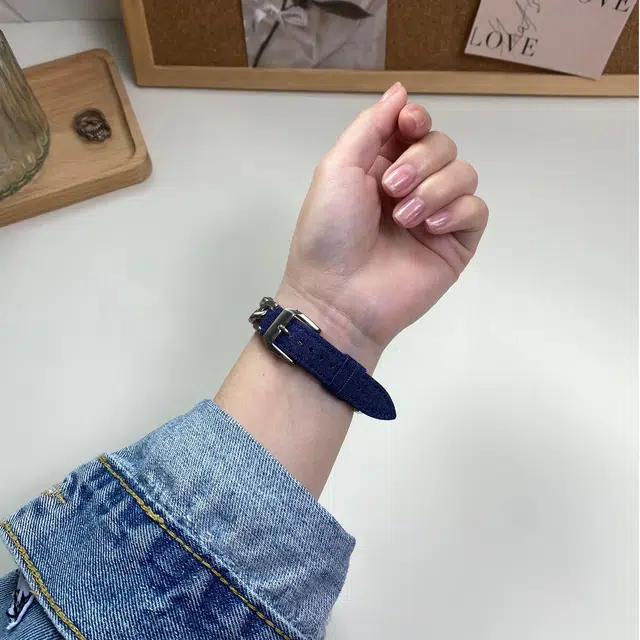 卫欣 苹果适用 手表表带 牛仔材质 单圈链条表带男女通用