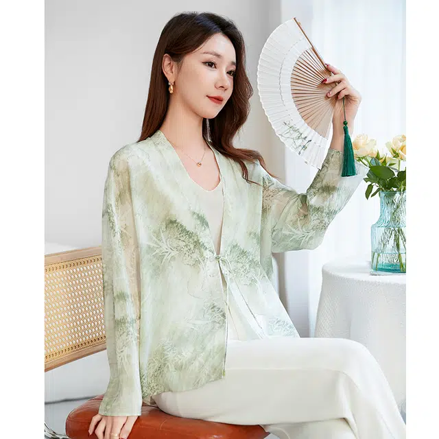 水墨佳人 春夏印花桑蚕丝衬衫 女款