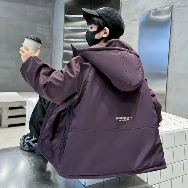 雅鹿棉衣 长袖连帽舒适简约 青少年