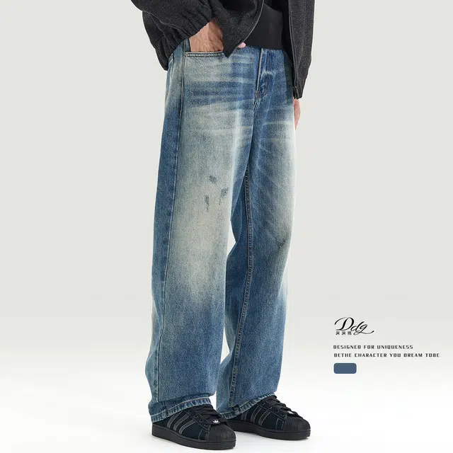 洞洞拐 设计感水洗春秋季牛仔裤 男女同款