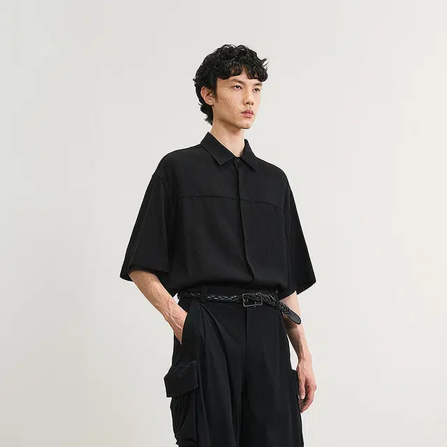 速写 简约时尚舒适宽松休闲短袖衬衫 男款