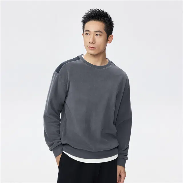 佐丹奴 摇粒绒撞色肩部圆领针织套头卫衣 男款