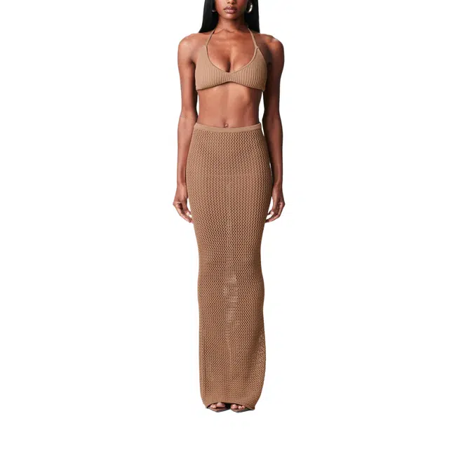 NAKED WARDROBE Knit Halter Crop Top