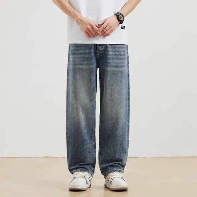 金盾 潮流阔腿宽松长裤时尚牛仔裤 男款