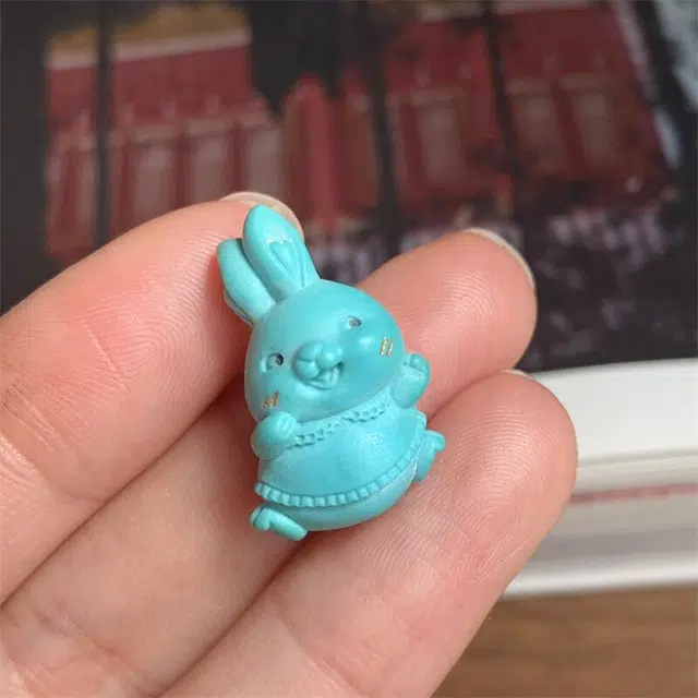 灵运宝 原矿高瓷蓝萌兔雕工精美一物一图无油无水#好运 绿松石 吊坠 男女同款情侣款