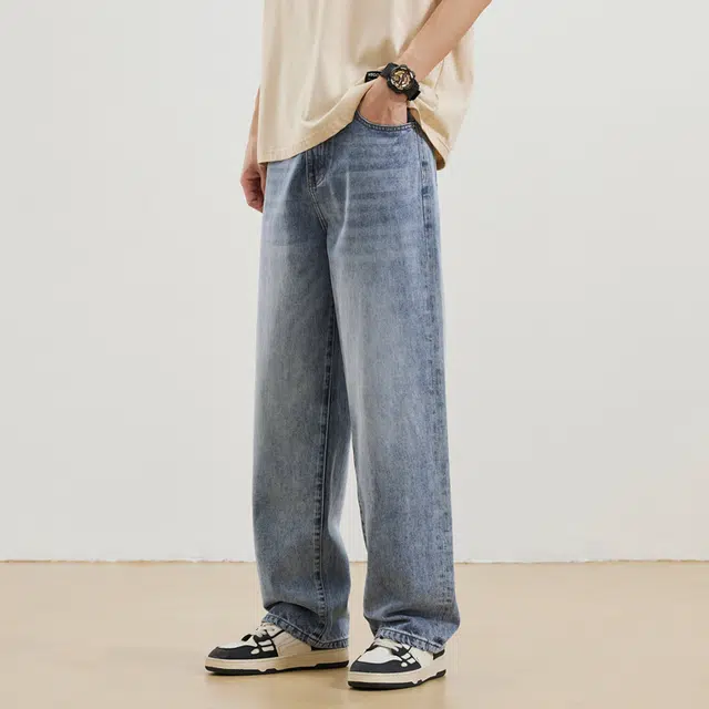 金盾 潮流阔腿宽松长裤时尚牛仔裤 男款