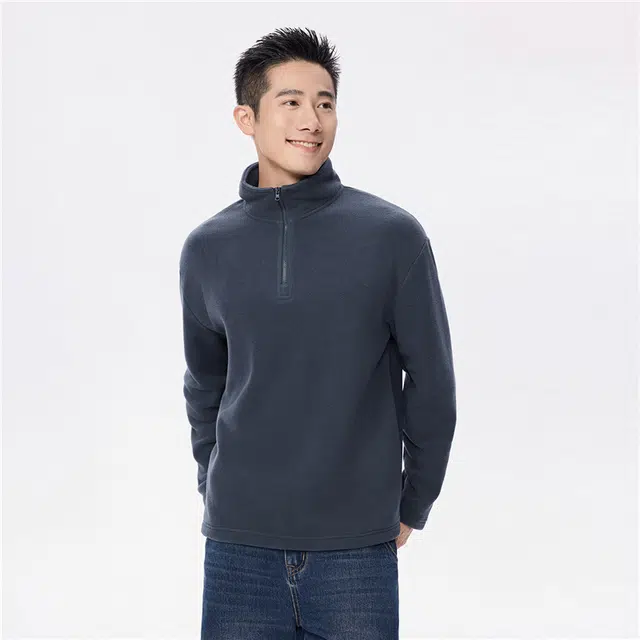 佐丹奴 摇粒绒立领半拉链针织卫衣 男款