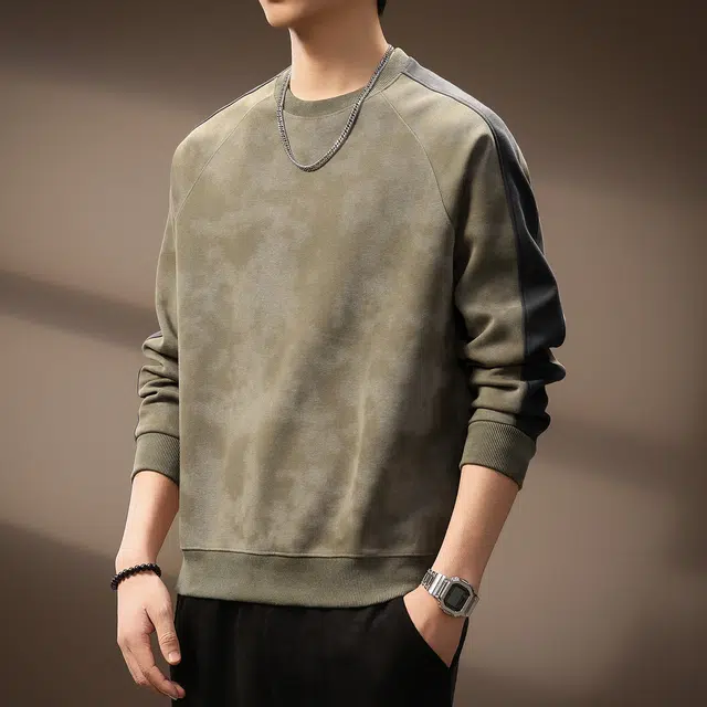 贵色 韩系复古潮流涂鸦印花设计重磅长袖撞色拼接阿美咔叽风休闲时尚潮牌百搭上衣卫衣 男女同款