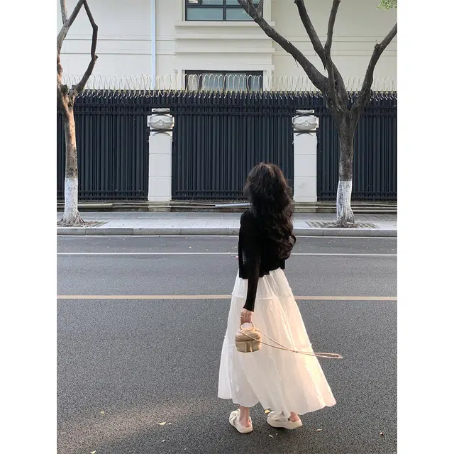 纤丝鸟 法式温柔搭配一整套小个子韩系茶系穿搭淑女气质裙装套装 女款