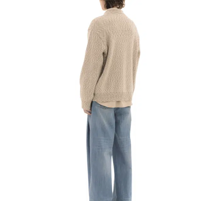BESLOW OVERSIZED KNITTED JACKET OATMEAL