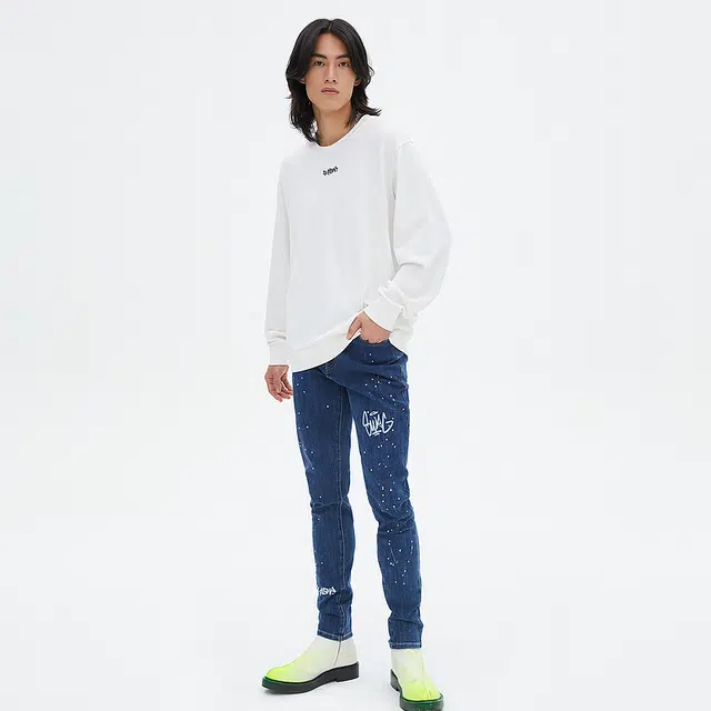 美特斯邦威 卡通图案字母印花圆领套头宽松休闲长袖卫衣 男款