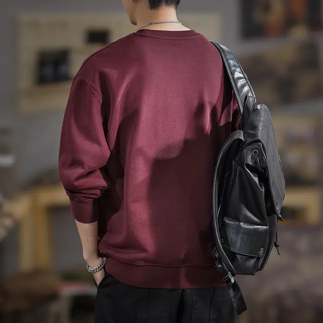 遨宇 美式复古休闲经典潮牌简约重磅内搭百搭户外打底衫宽松上衣卫衣 男款