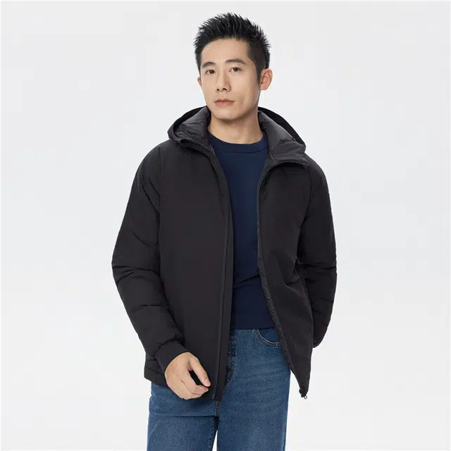 佐丹奴 连帽拉链口袋梭织棉衣外套棉服 男款