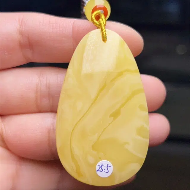灵运宝 【师傅已加能量】转运招财天然俄原石原矿水滴吊坠毛衣链无优化无烤色配手工挂绳一物一图 蜜蜡 项链 男女同款情侣款