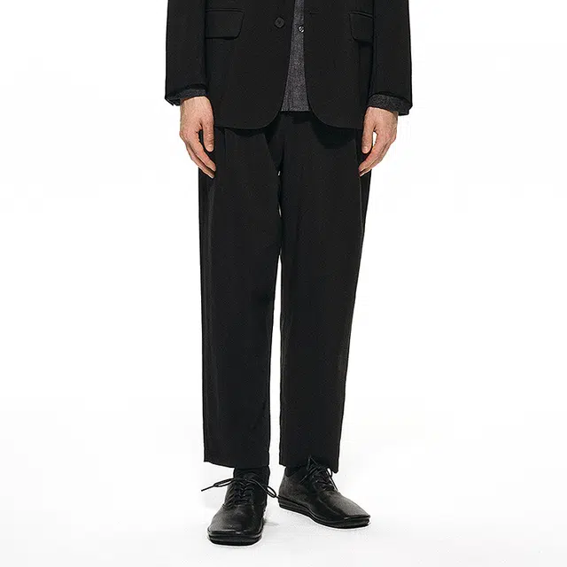 速写 直筒宽松纯色九分西裤休闲裤 男款