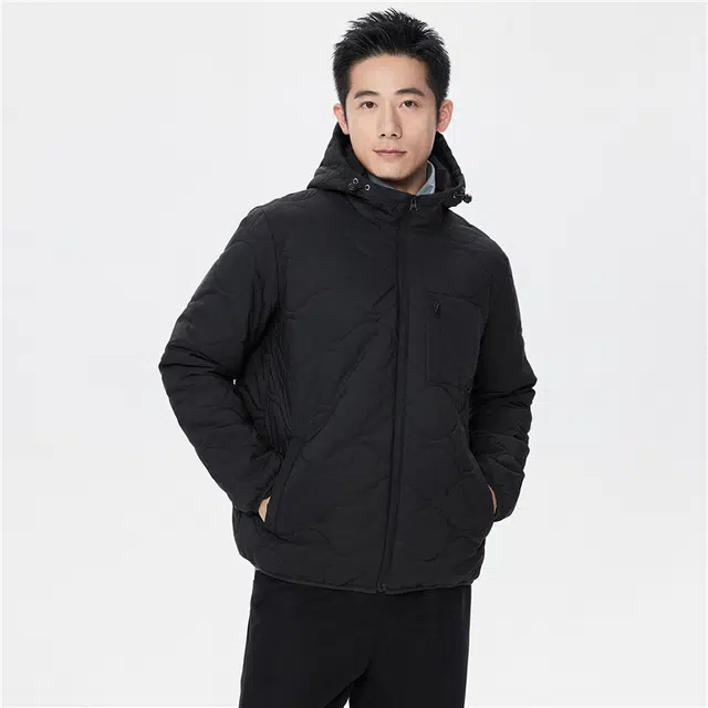 佐丹奴 葫芦绗缝连帽多口袋梭织棉衣外套棉服 男款