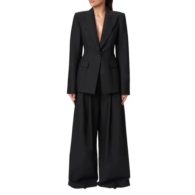 NAKED WARDROBE Suiting Pleated Wide-Leg Pant