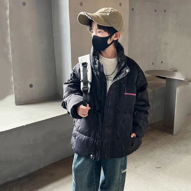 雅鹿棉衣 立领落肩字母印花长袖 青少年