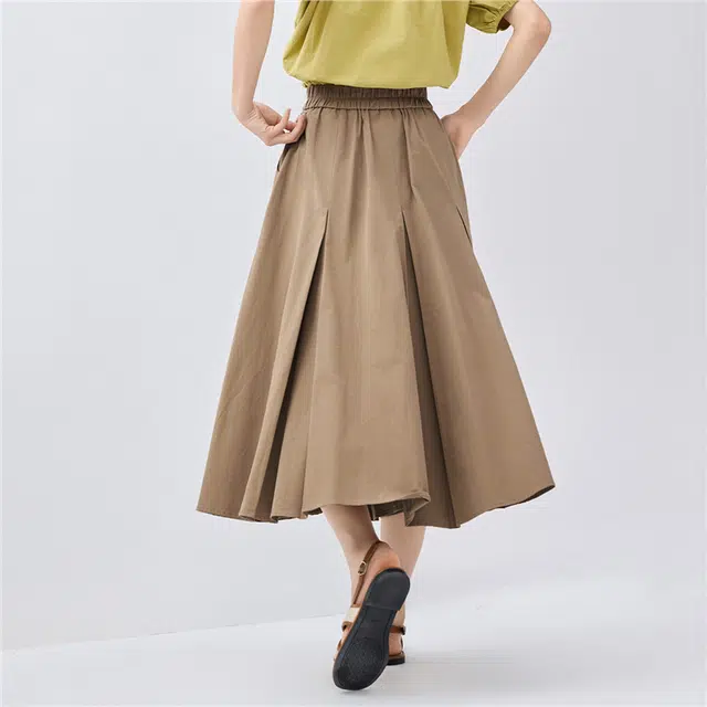 佐丹奴 纯棉收褶松紧腰梭织薄款休闲长裙 女款