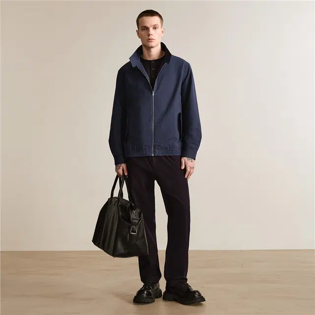 佐丹奴 纯色立领梭织哈灵顿外套夹克 男款