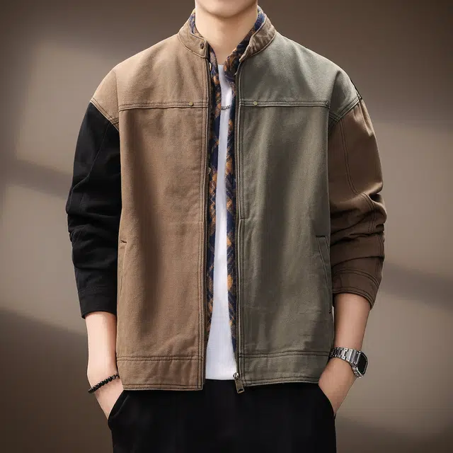 贵色 美式复古城市机能风工装撞色拼接重磅出行经典百搭立体裁剪设计防风耐磨休闲夹克外套 男女同款