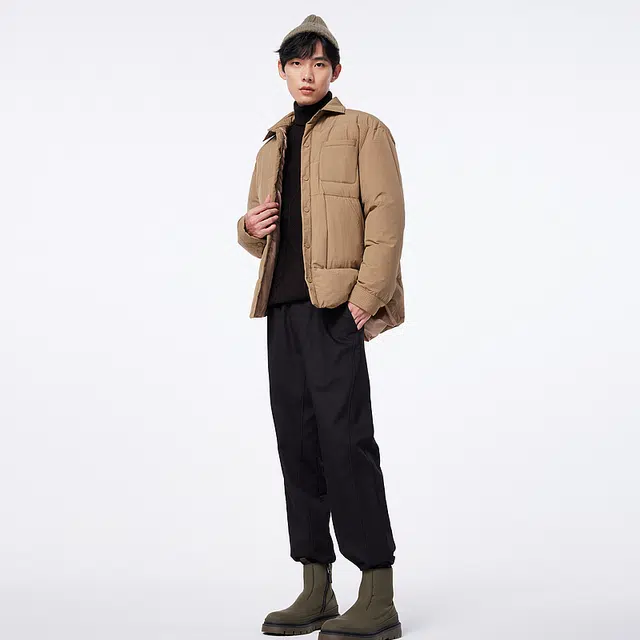 美特斯邦威 国潮方格衬衫式棉服 男款