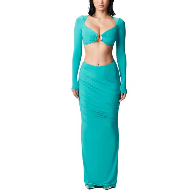NAKED WARDROBE Scoop Waist Maxi Skirt Hourglass
