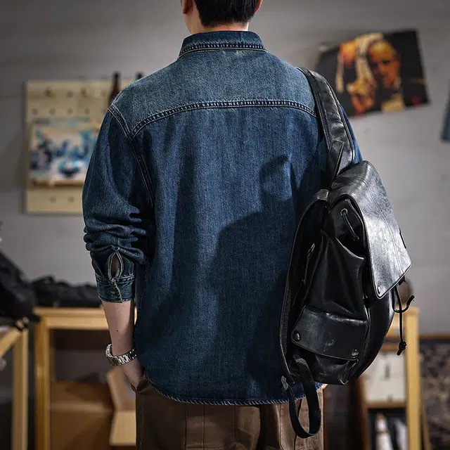 遨宇 美式复古经典休闲工装牛仔外套 男款