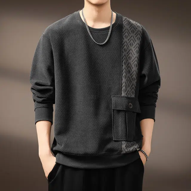 Guise Vintage Jacquard Colorblock Crewneck Sweatshirt