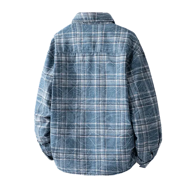 金盾 复古格纹长袖百搭港风宽松休闲翻领衬衫 男款