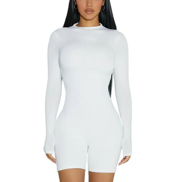 NAKED WARDROBE Mock Neck Sculpt Romper NW